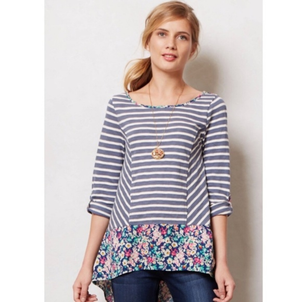 Anthro Postmark Fairley Striped Floral Tunic